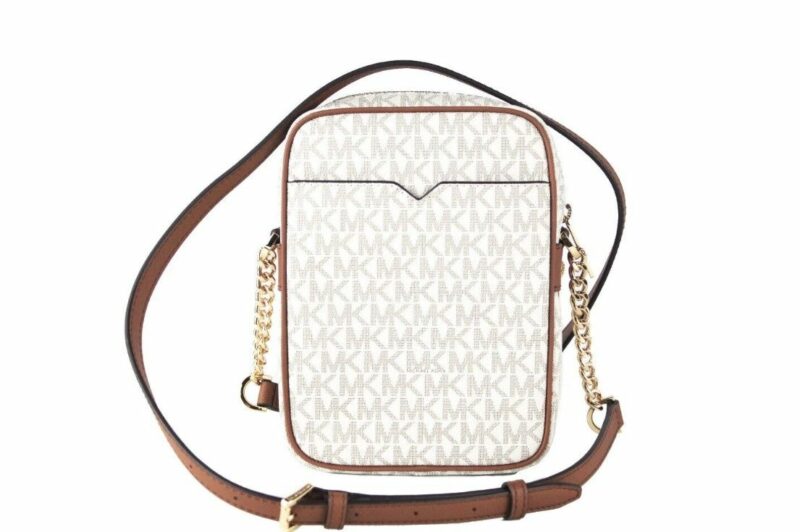 Michael Kors Jet Set Medium Vanilla PVC North South Chain Crossbody Handbag - Image 3