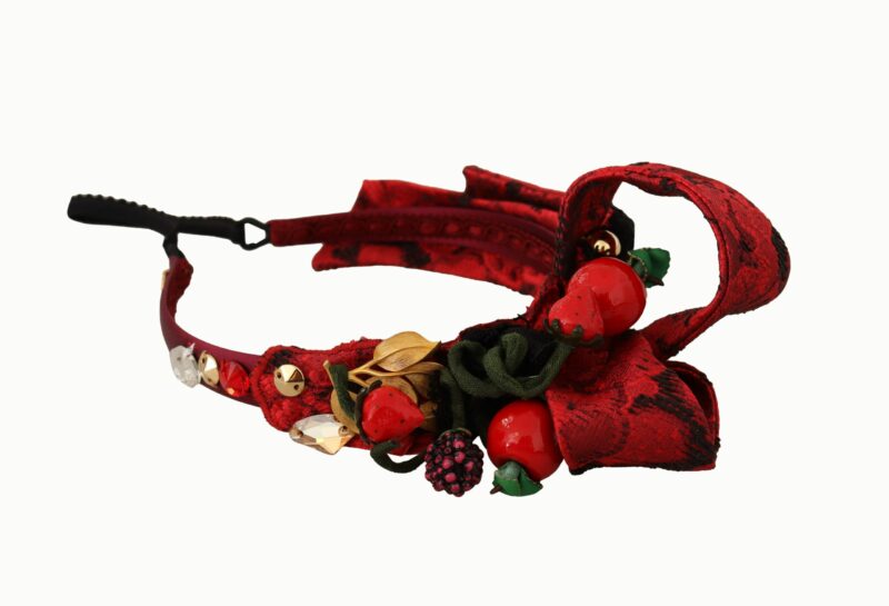Dolce & Gabbana Cherry Sicily Embellished Red Diadem - Image 4