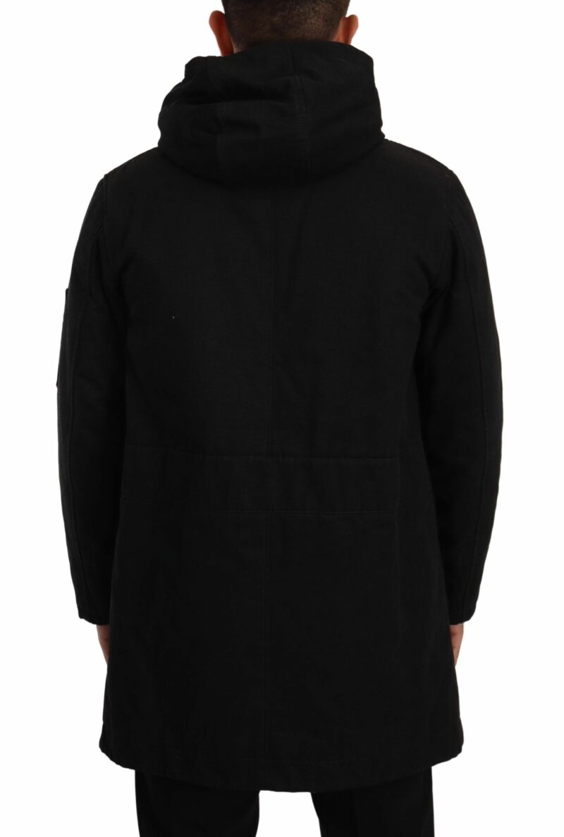 Dolce & Gabbana Elegant Black Parka Hooded Jacket - Image 3