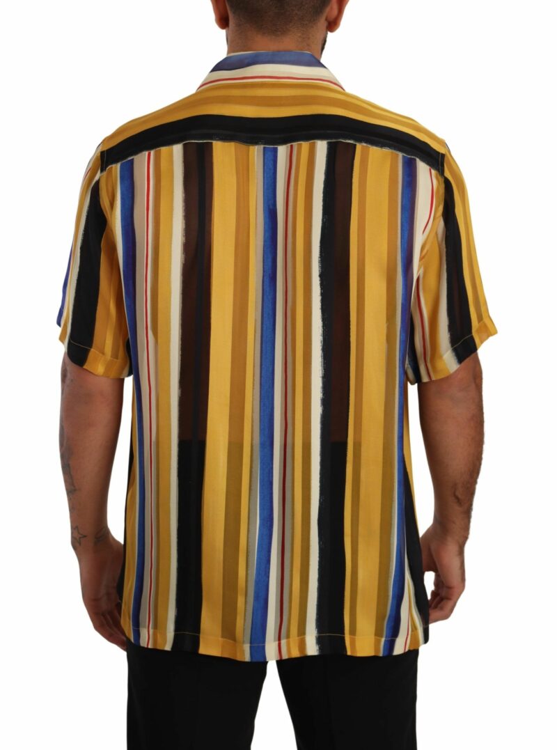 Dolce & Gabbana Yellow Striped Silk-Blend Men's Shirt - Image 3