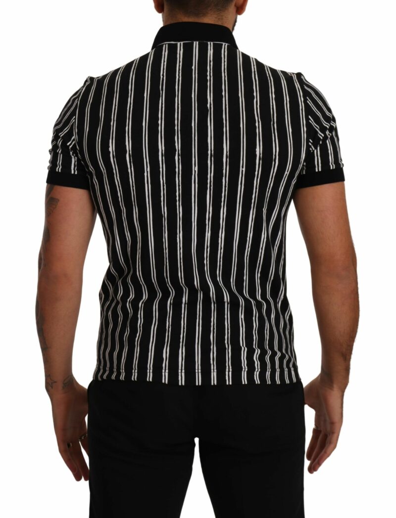 Dolce & Gabbana Elegant Striped Polo T-Shirt in Black - Image 4