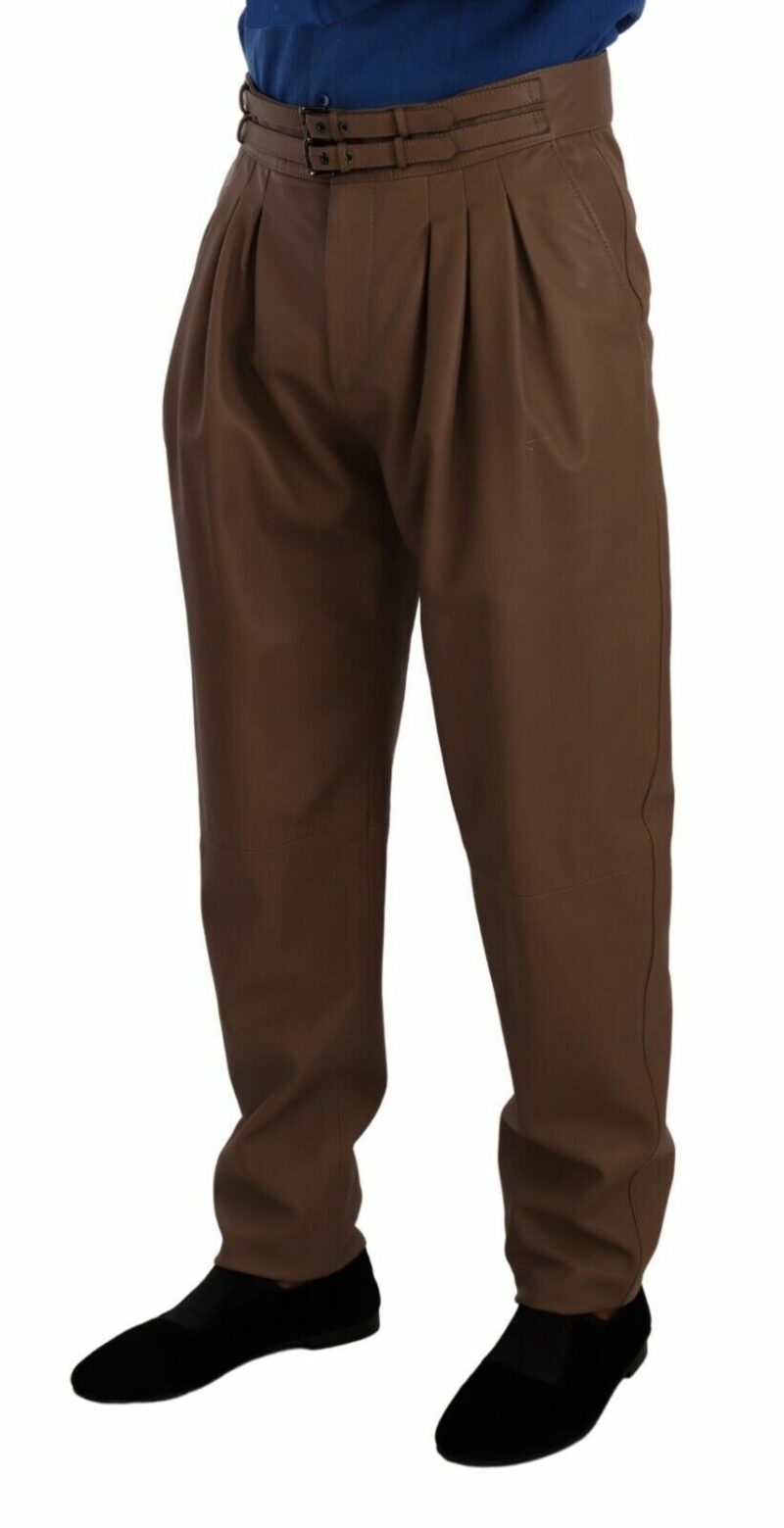 Dolce & Gabbana Elegant Tapered High Waist Leather Pants - Image 2