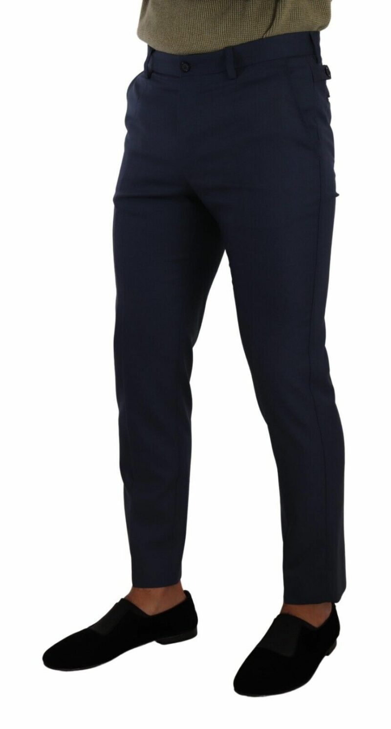 Dolce & Gabbana Elegant Dark Blue Slim-Fit Dress Pants - Image 2