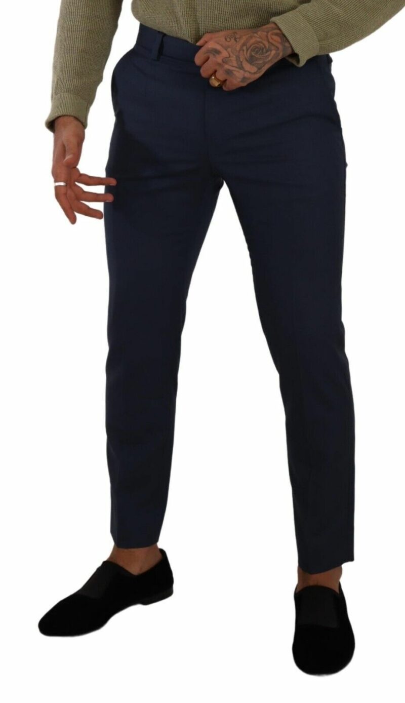 Dolce & Gabbana Elegant Dark Blue Slim-Fit Dress Pants - Image 4