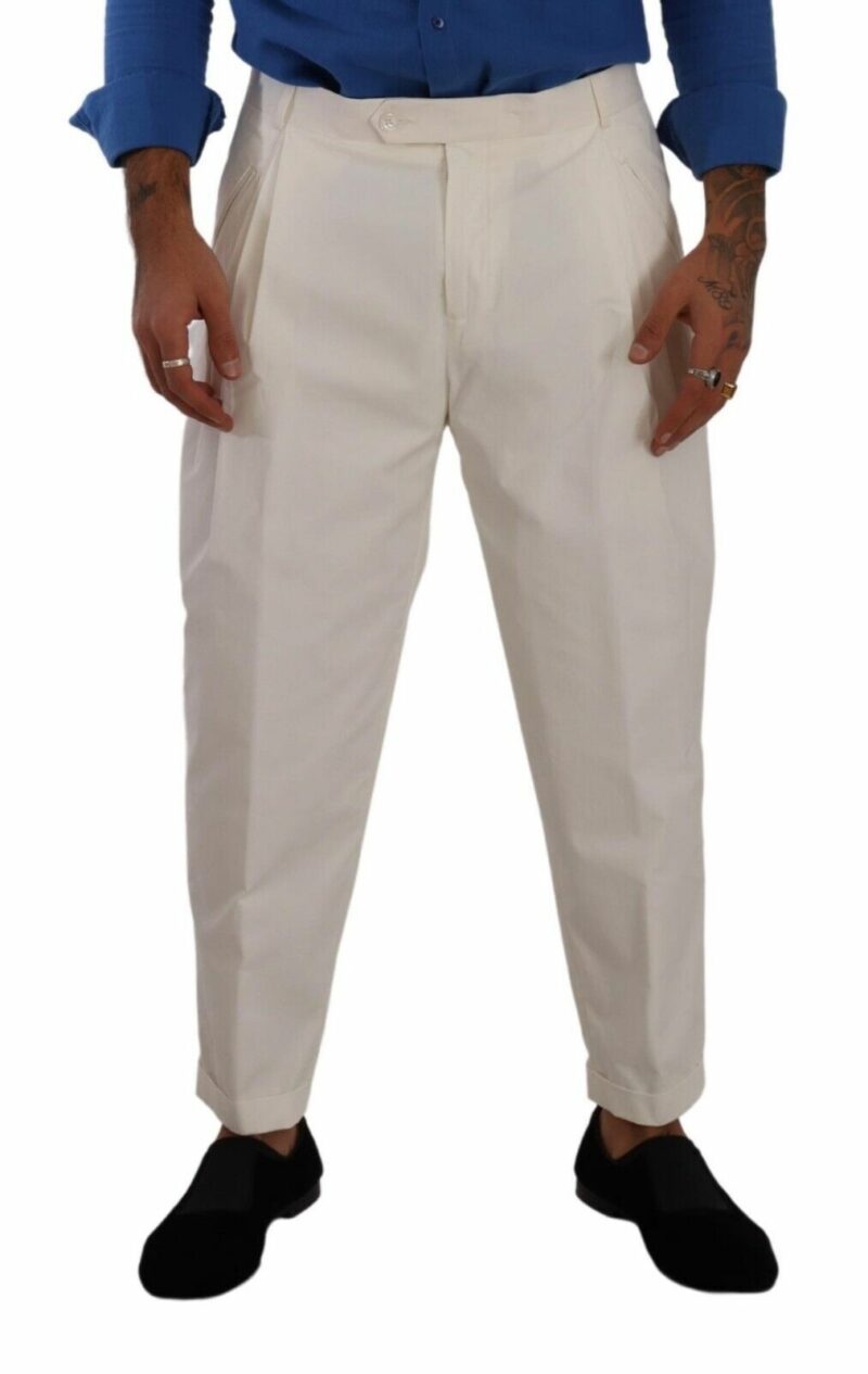 Dolce & Gabbana Elegant White Cotton Stretch Dress Pants - Image 4