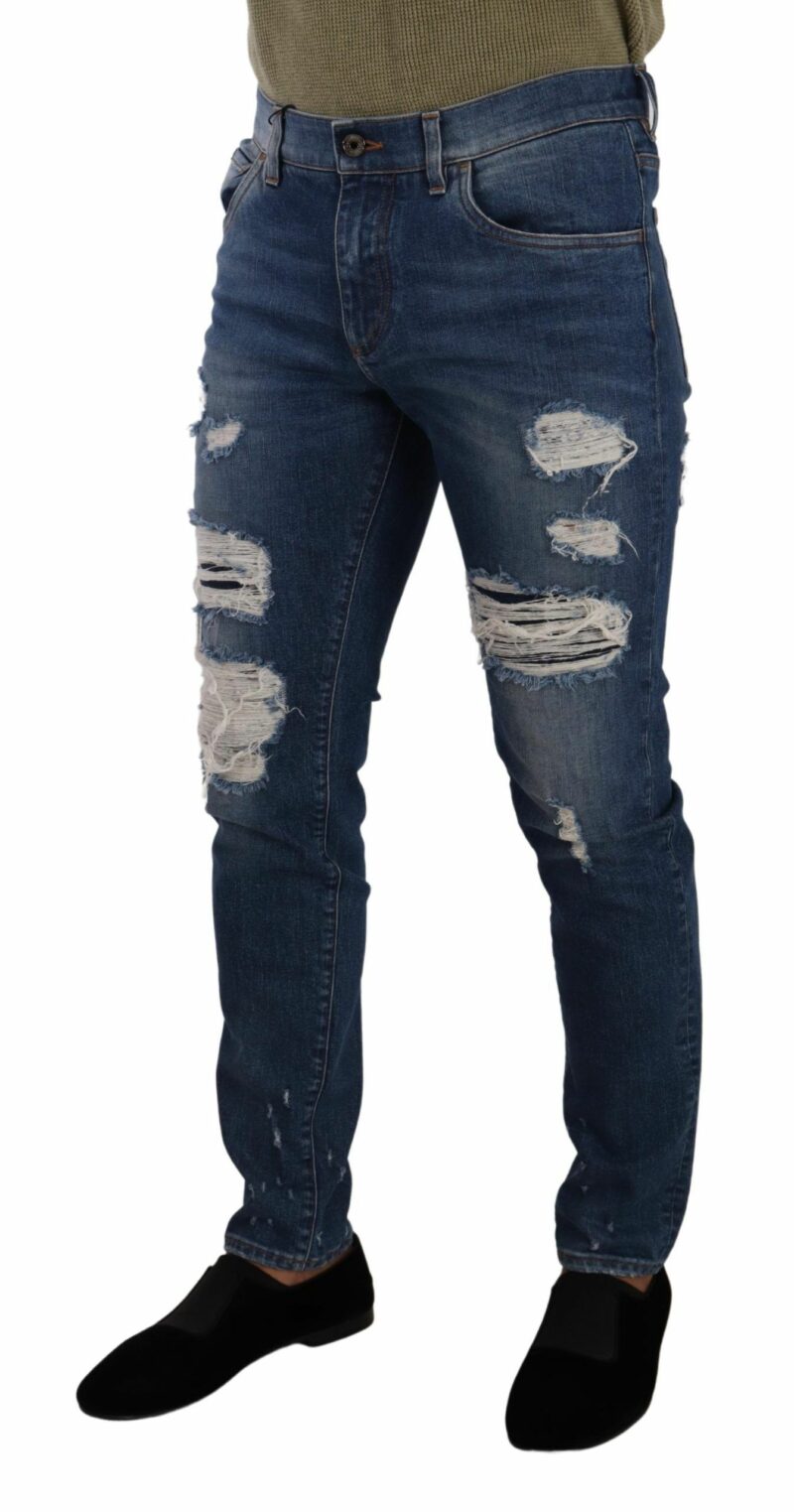 Dolce & Gabbana Elegant Distressed Slim Fit Denim Jeans - Image 2
