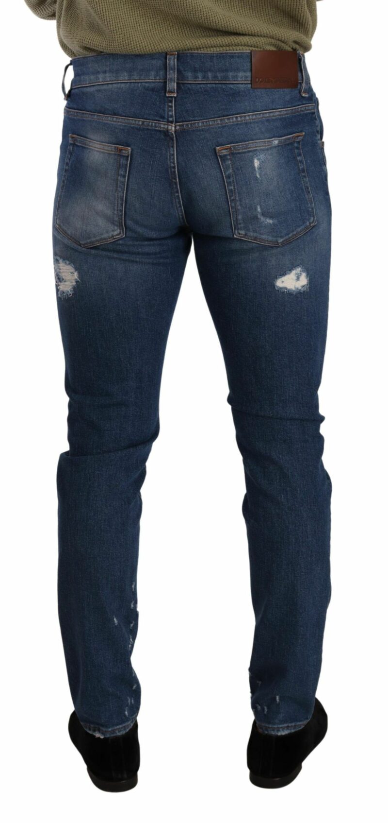 Dolce & Gabbana Elegant Distressed Slim Fit Denim Jeans - Image 3