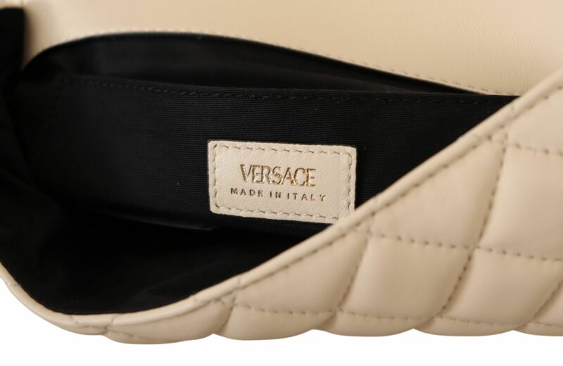 Versace Elegant White Nappa Leather Shoulder Bag - Image 8