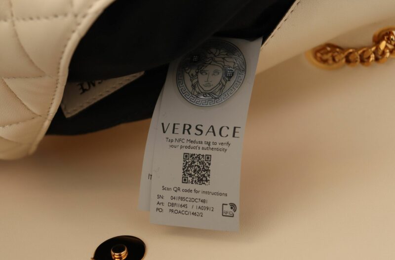 Versace Elegant White Nappa Leather Shoulder Bag - Image 7