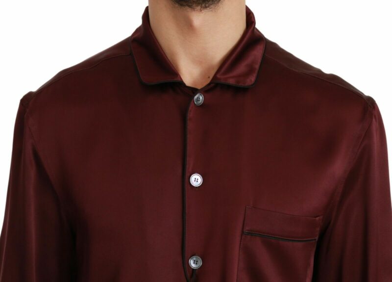 Dolce & Gabbana Bordeaux Silk Pajama-Inspired Shirt - Image 4