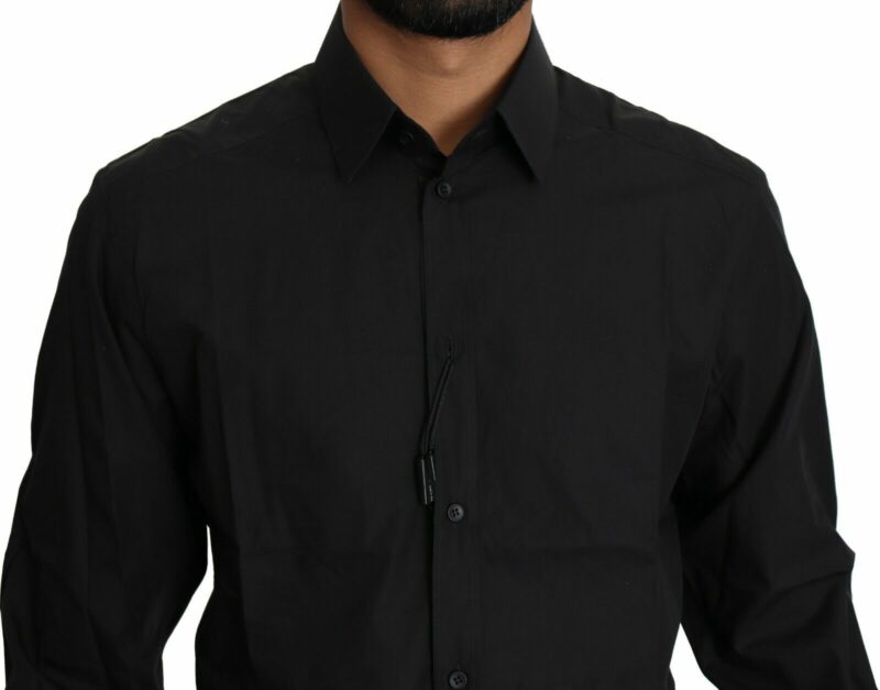 Dolce & Gabbana Elegant Black Slim Fit Dress Shirt - Image 4
