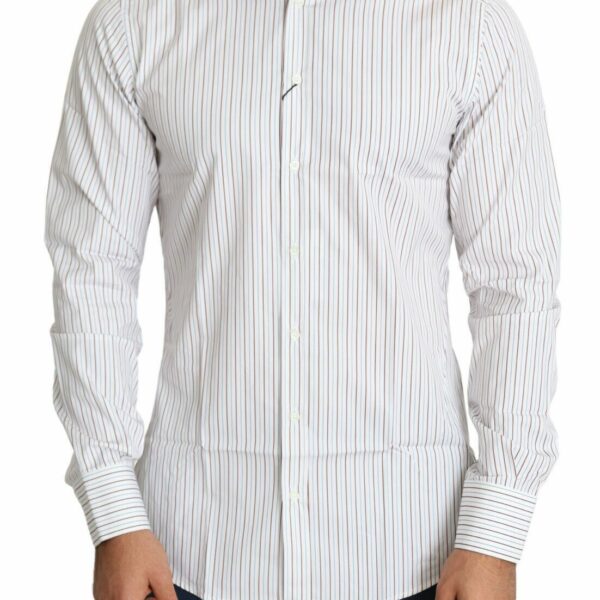 Dolce & Gabbana Elegant White Striped Cotton Dress Shirt