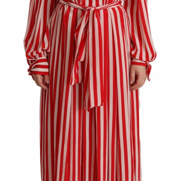 Dolce & Gabbana Elegant Striped Silk Maxi Dress
