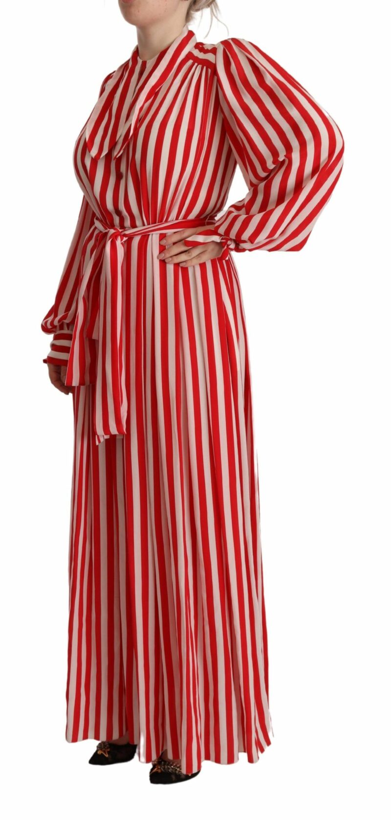 Dolce & Gabbana Elegant Striped Silk Maxi Dress - Image 2