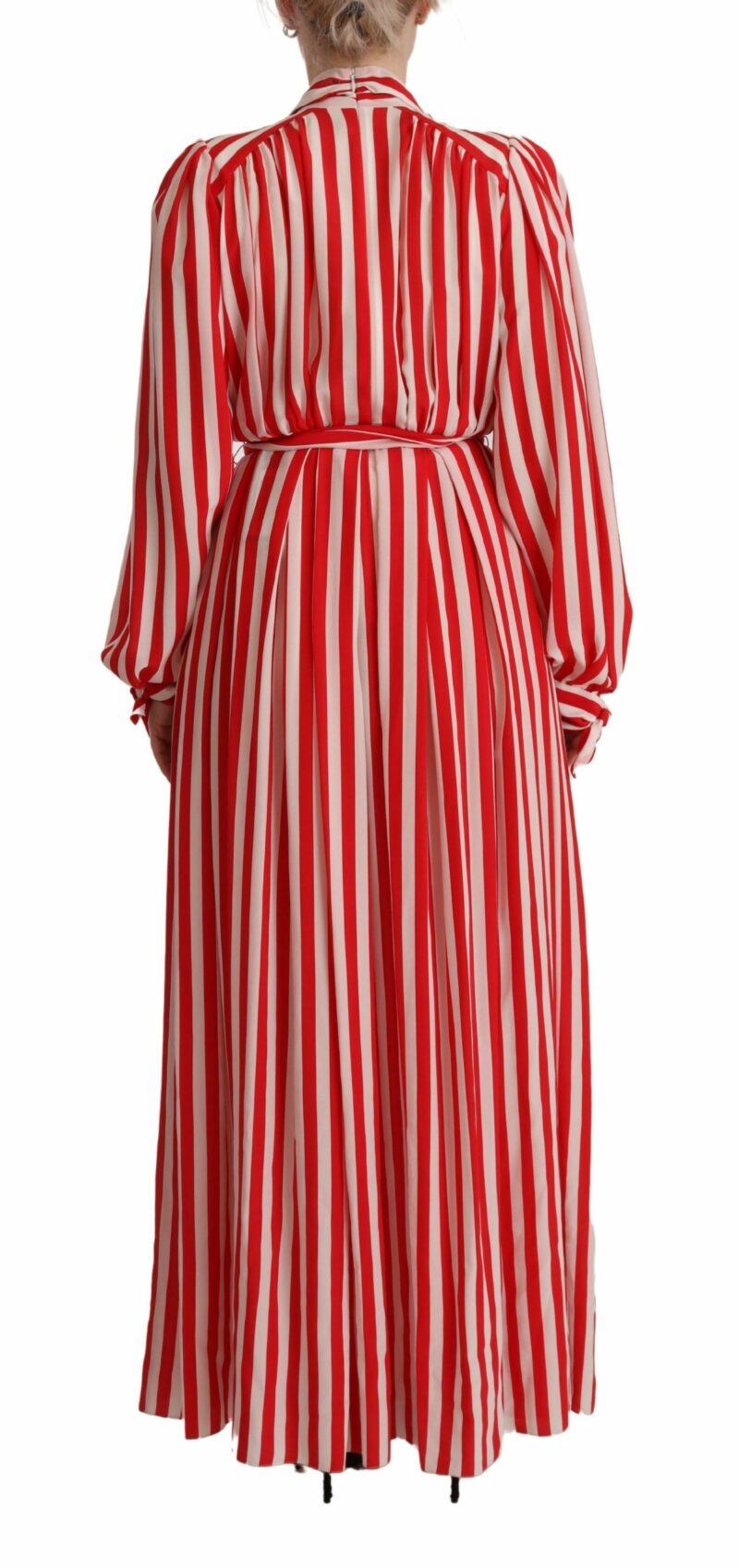 Dolce & Gabbana Elegant Striped Silk Maxi Dress - Image 3