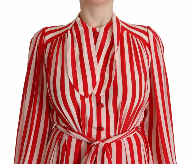 Dolce & Gabbana Elegant Striped Silk Maxi Dress - Image 4