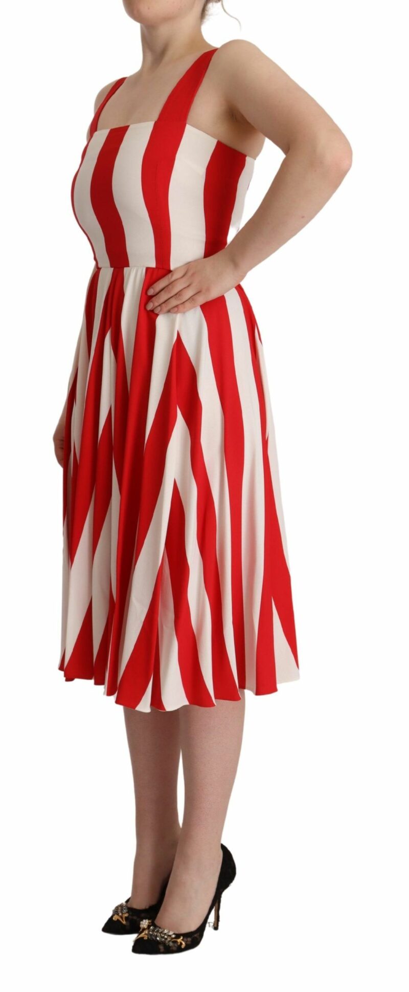 Dolce & Gabbana Elegant A-Line Striped Shift Dress - Image 2
