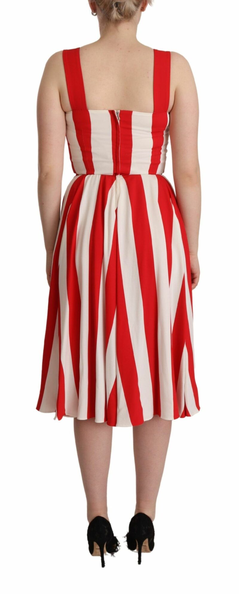 Dolce & Gabbana Elegant A-Line Striped Shift Dress - Image 3