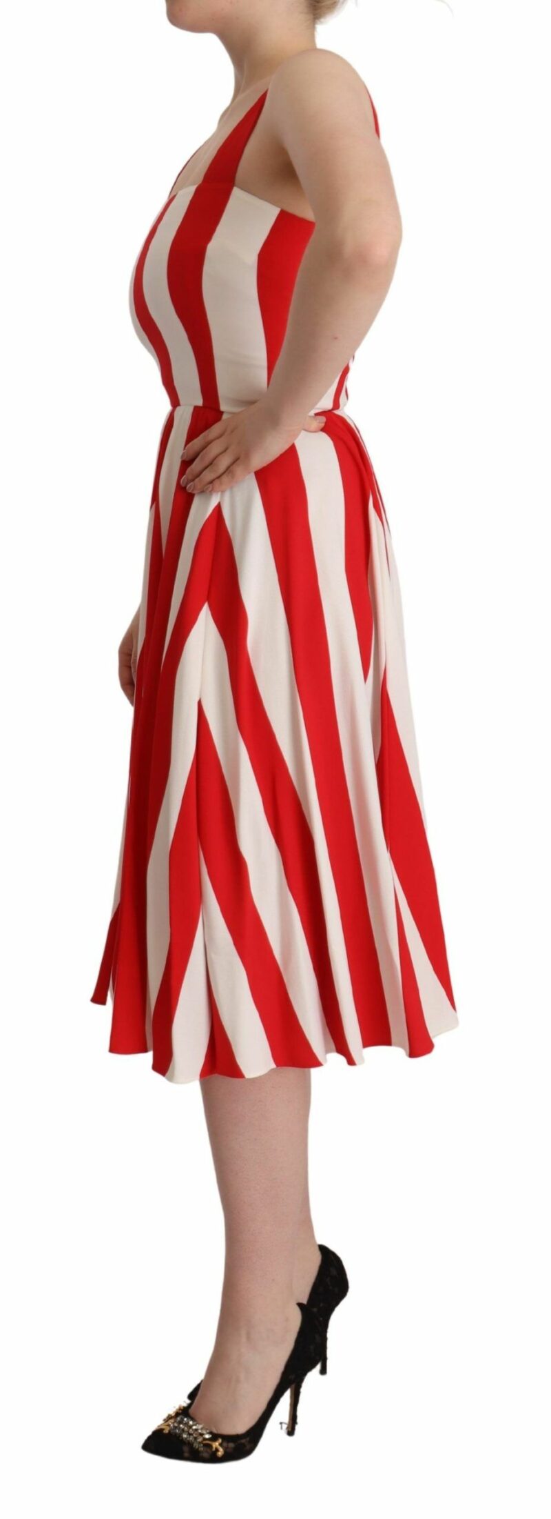 Dolce & Gabbana Elegant A-Line Striped Shift Dress - Image 5