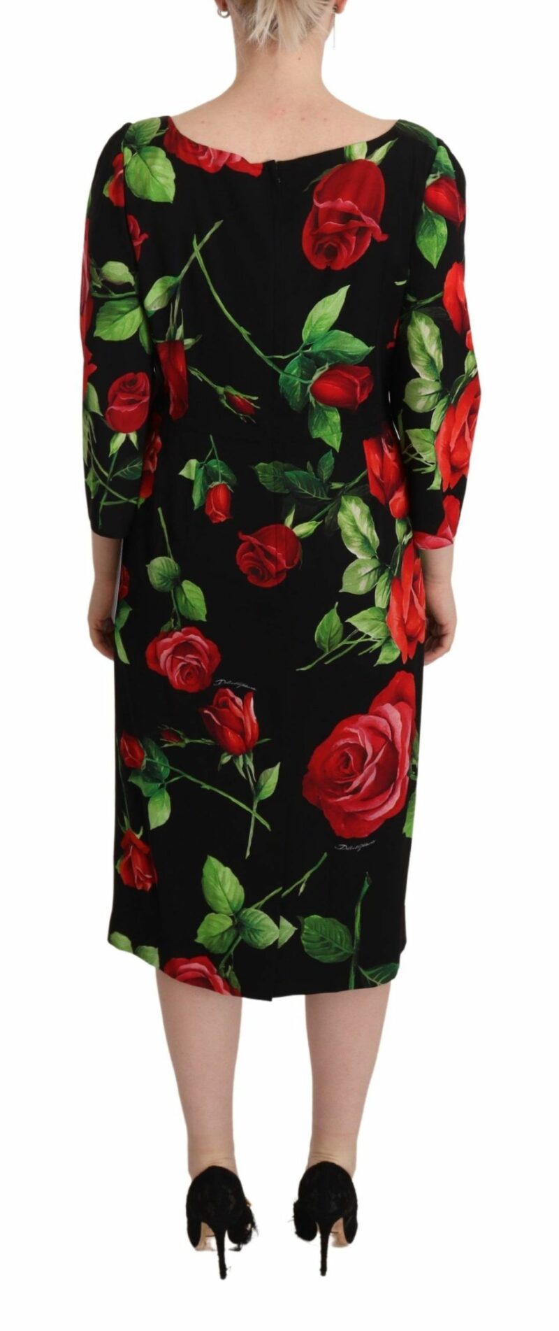 Dolce & Gabbana Elegant Floral Print Silk Sheath Dress - Image 4