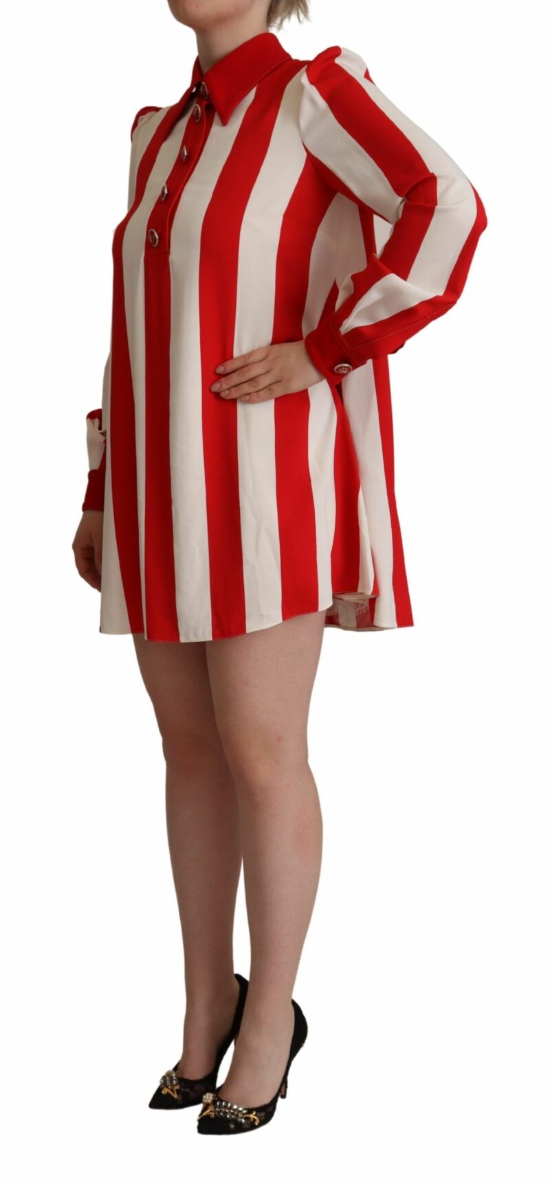 Dolce & Gabbana Elegant Striped Shirt Mini Dress - Image 2