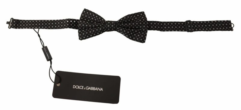 Dolce & Gabbana Elegant Silk Black Fantasy Bow Tie - Image 2