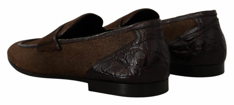 Dolce & Gabbana Elegant Brown Caiman Leather Loafers - Image 6