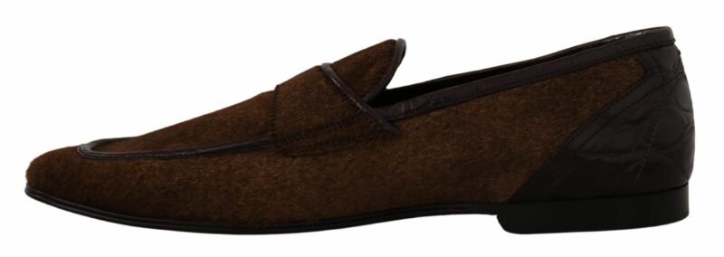 Dolce & Gabbana Elegant Brown Caiman Leather Loafers - Image 5