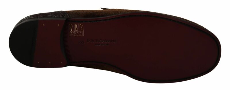 Dolce & Gabbana Elegant Brown Caiman Leather Loafers - Image 4