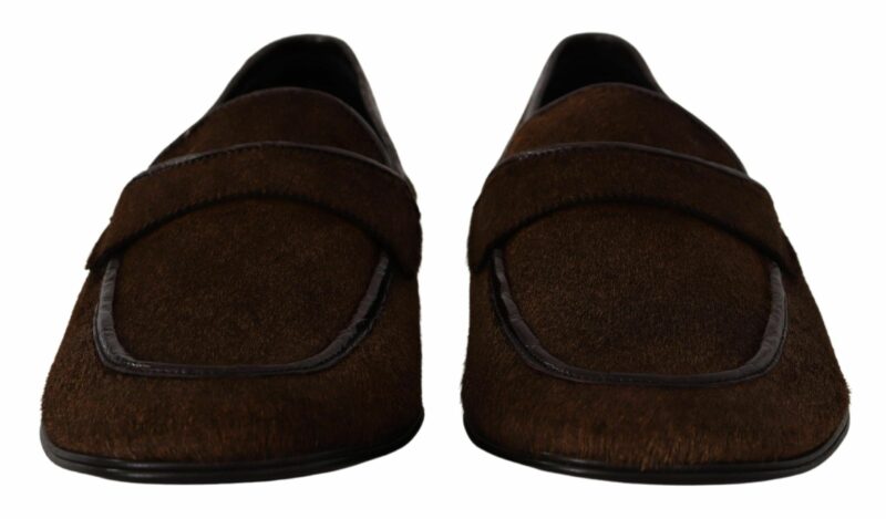 Dolce & Gabbana Elegant Brown Caiman Leather Loafers - Image 2