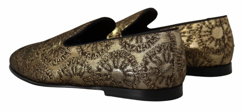 Dolce & Gabbana Gold Tone Loafers Slides Dress Shoes - Image 2