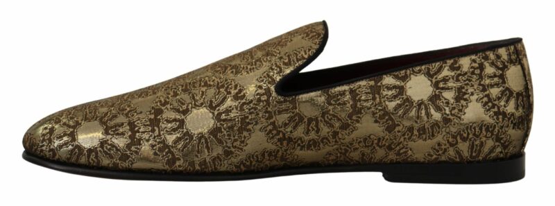 Dolce & Gabbana Gold Tone Loafers Slides Dress Shoes - Image 3