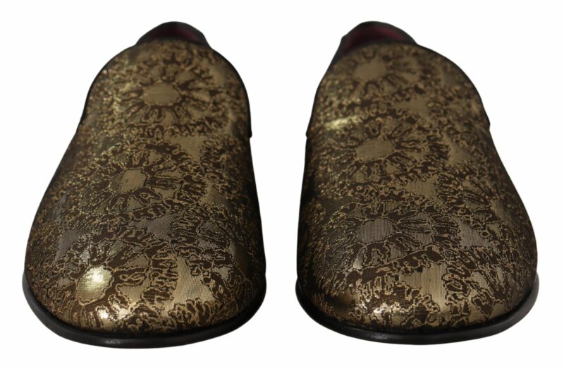 Dolce & Gabbana Gold Tone Loafers Slides Dress Shoes - Image 6