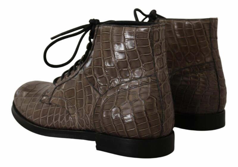 Dolce & Gabbana Elegant Crocodile Derby Brogue Boots - Image 3
