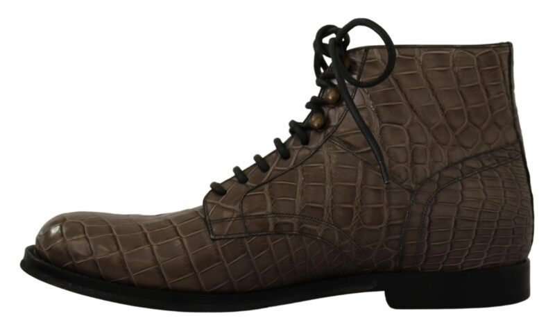 Dolce & Gabbana Elegant Crocodile Derby Brogue Boots - Image 4