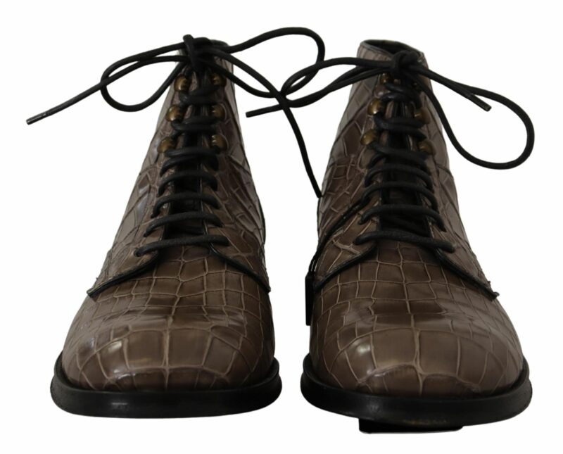 Dolce & Gabbana Elegant Crocodile Derby Brogue Boots - Image 7