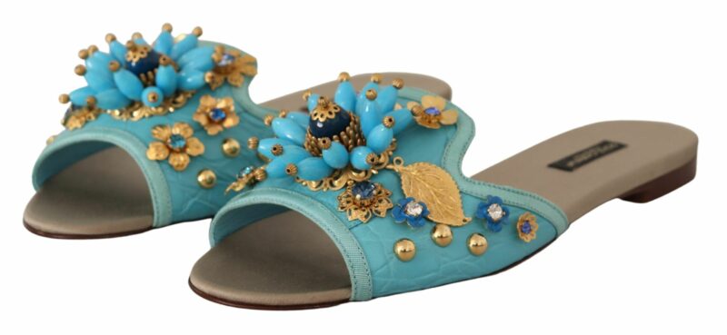 Dolce & Gabbana Exquisite Crystal-Embellished Exotic Leather Sandals - Image 5