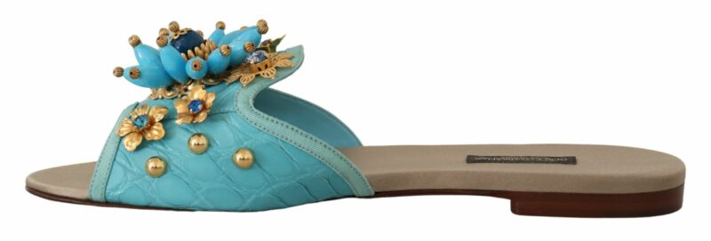Dolce & Gabbana Exquisite Crystal-Embellished Exotic Leather Sandals - Image 7