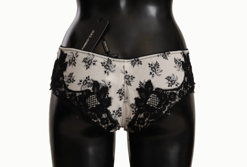 Dolce & Gabbana Elegant White Lace Silk Briefs - Image 3