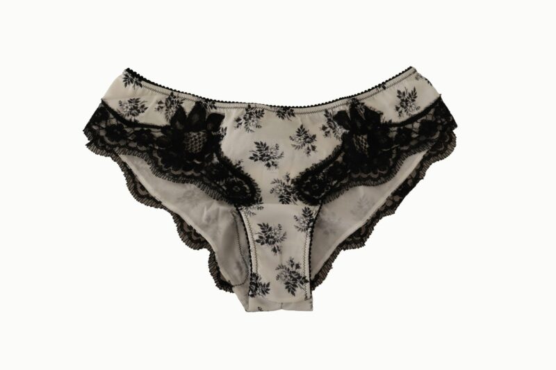 Dolce & Gabbana Elegant White Lace Silk Briefs - Image 4