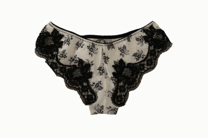 Dolce & Gabbana Elegant White Lace Silk Briefs - Image 5