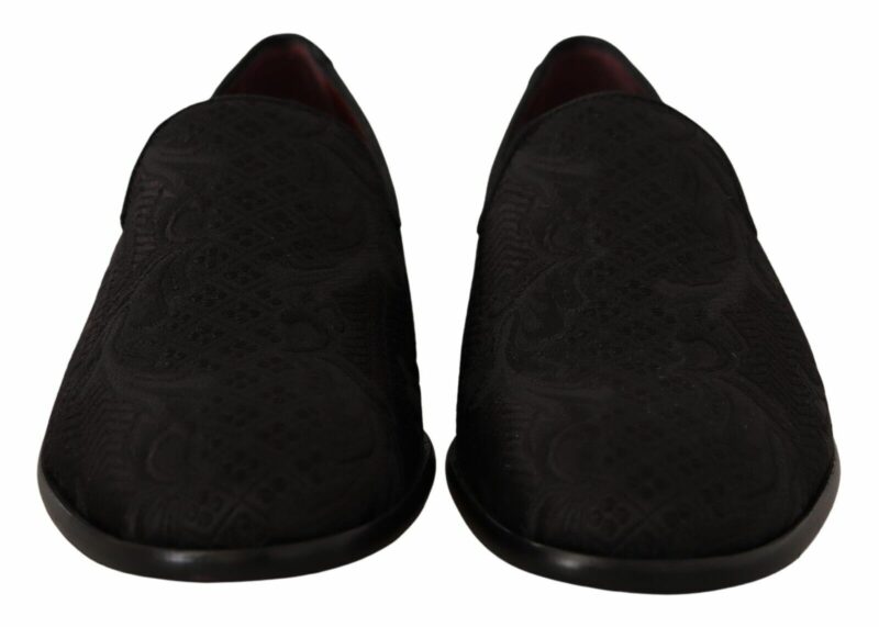 Dolce & Gabbana Black Floral Brocade Slippers - Image 2
