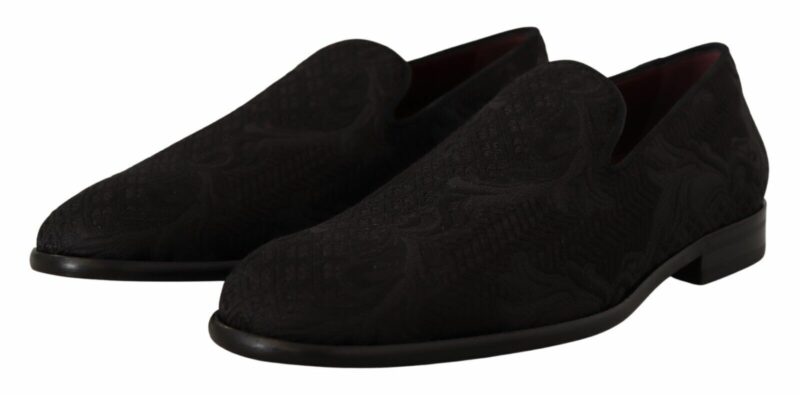 Dolce & Gabbana Black Floral Brocade Slippers - Image 3