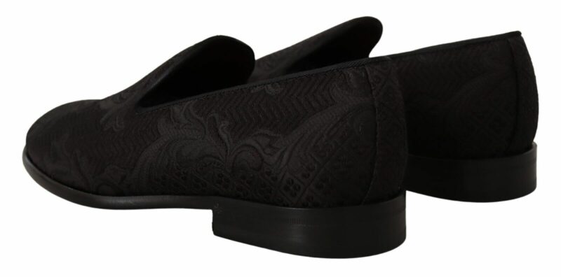 Dolce & Gabbana Black Floral Brocade Slippers - Image 4