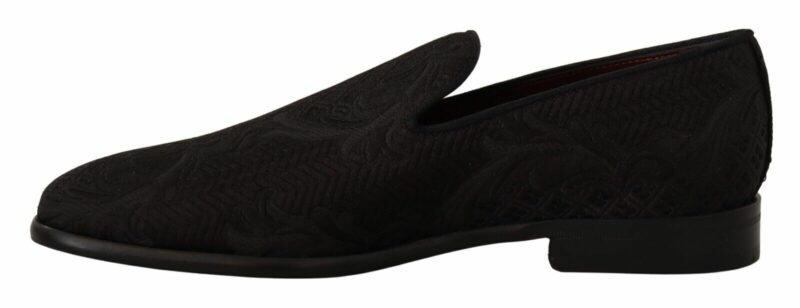 Dolce & Gabbana Black Floral Brocade Slippers - Image 5