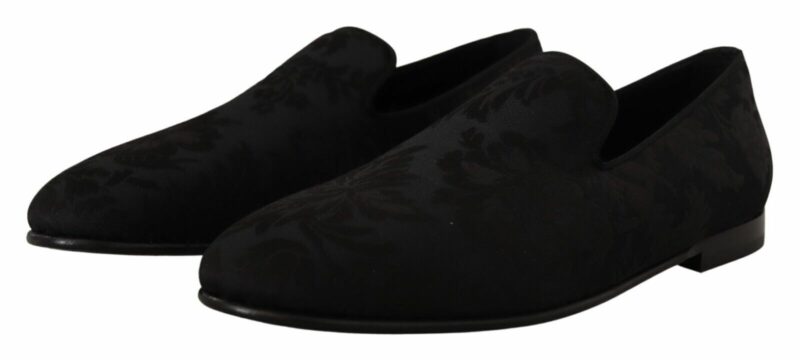Dolce & Gabbana Elegant Jacquard Slide On Loafers Flats - Image 3