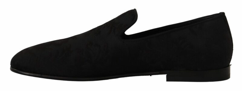 Dolce & Gabbana Elegant Jacquard Slide On Loafers Flats - Image 5