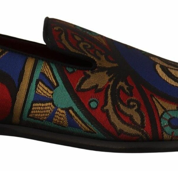 Dolce & Gabbana Multicolor Jacquard Slide-On Loafer Slippers