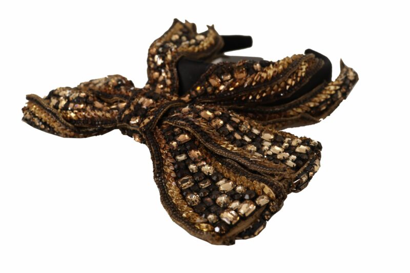 Dolce & Gabbana Elegant Gold Embellished Silk Diadem - Image 4