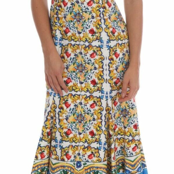 Dolce & Gabbana Majolica Print Midi Sheath Dress